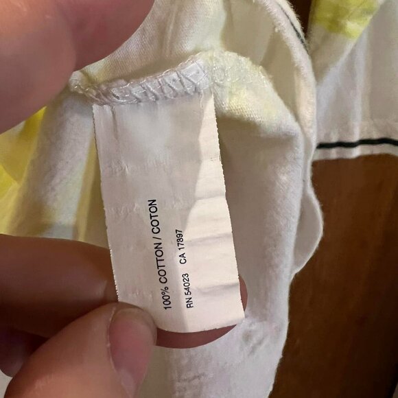 🐻Size S - Gap - White and Yellow Striped 3/4 Sleeve Knit Pullover - Picture 4 of 6